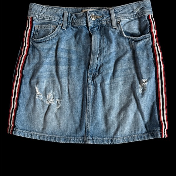 Forever 21 Denim Mini Skirt with Striped Accents - Picture 1 of 2